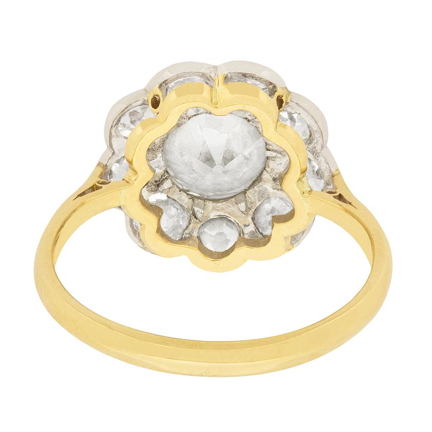 Old Mine Cut Edwardian 2.07 Carat Diamond Halo Engagement Ring, circa 1910s
