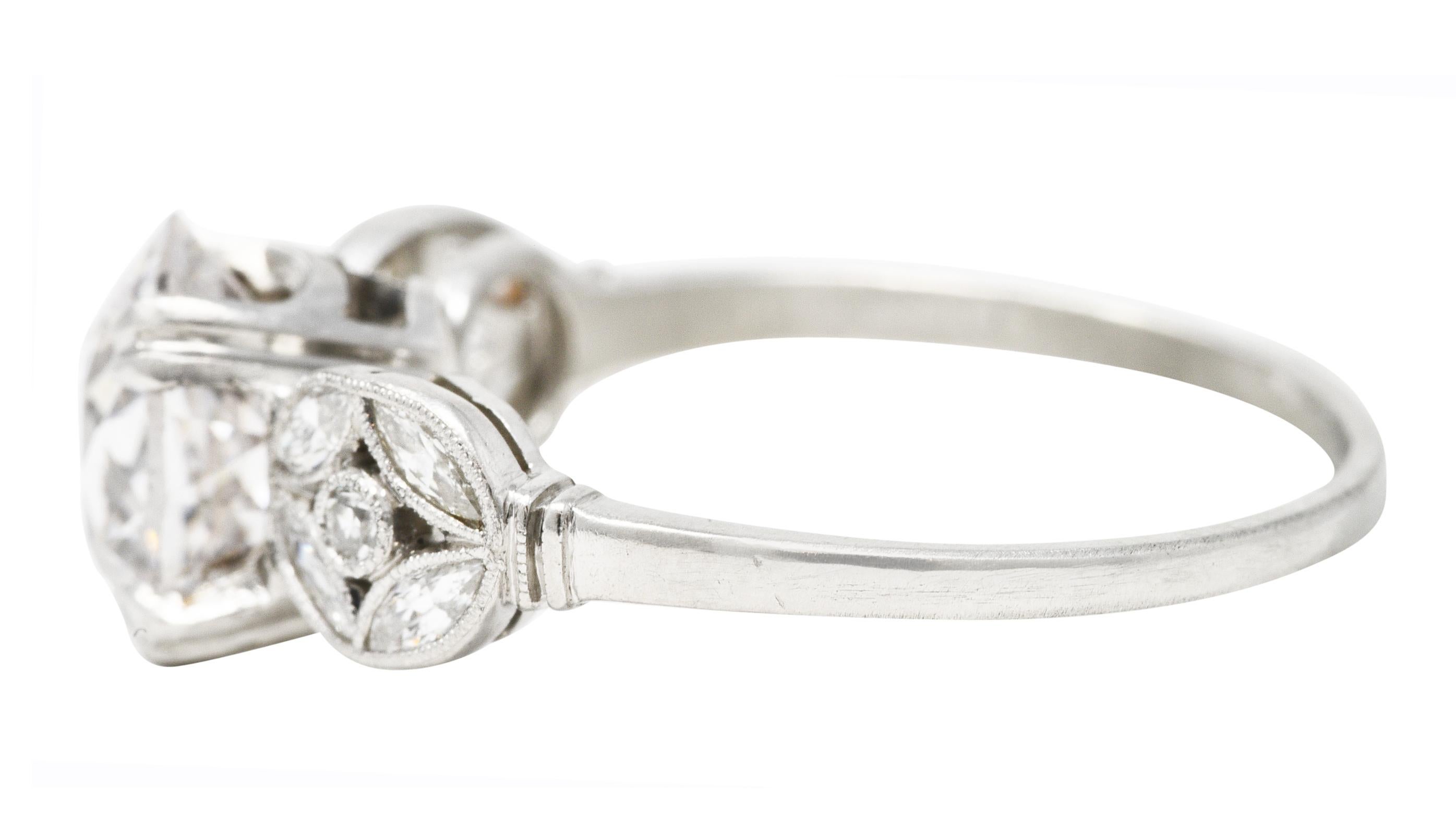 Women's or Men's Edwardian 2.08 Carats Fancy Pink Pear Diamond Engagement Ring GIA