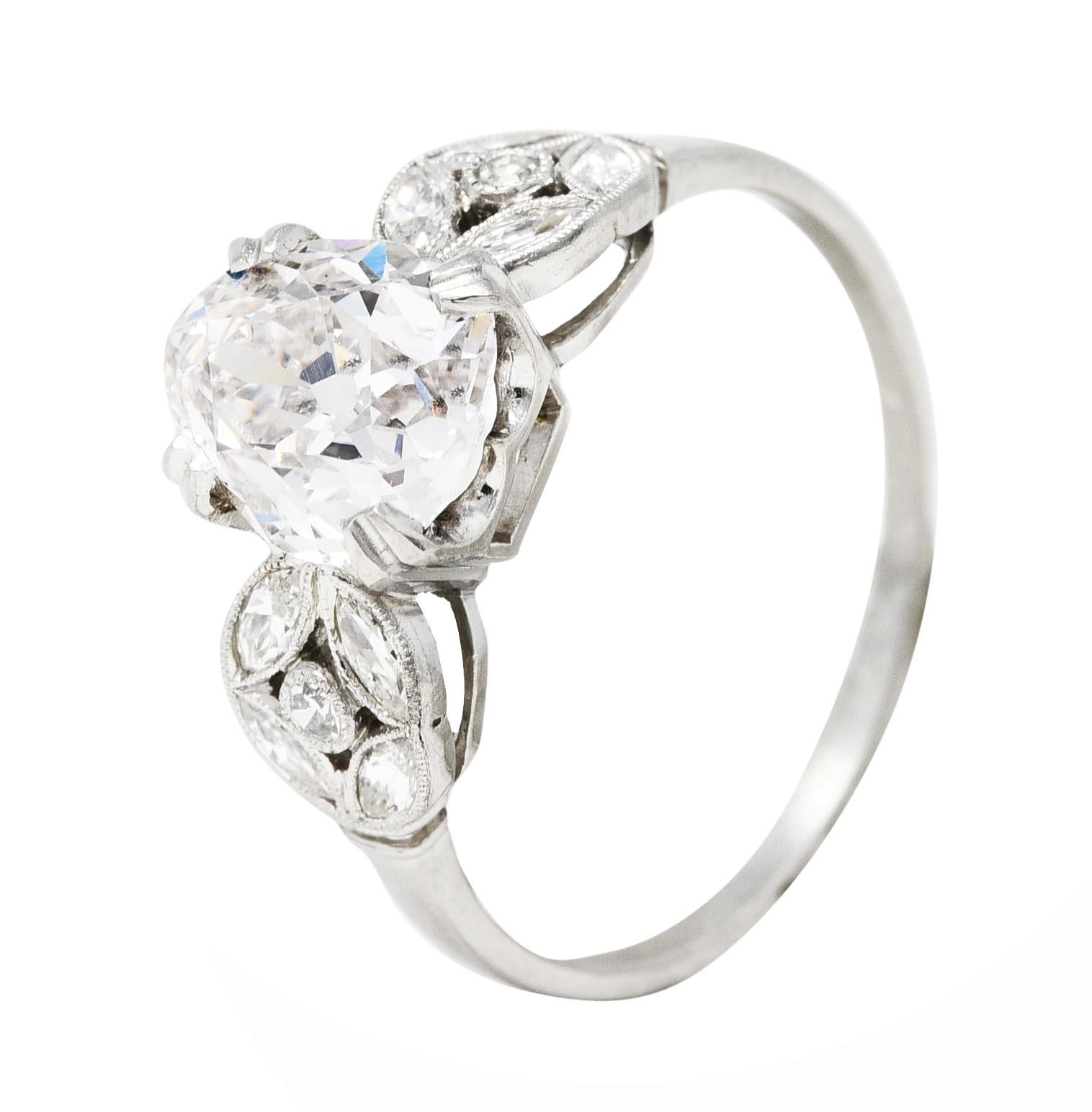 Edwardian 2.08 Carats Fancy Pink Pear Diamond Engagement Ring GIA 3