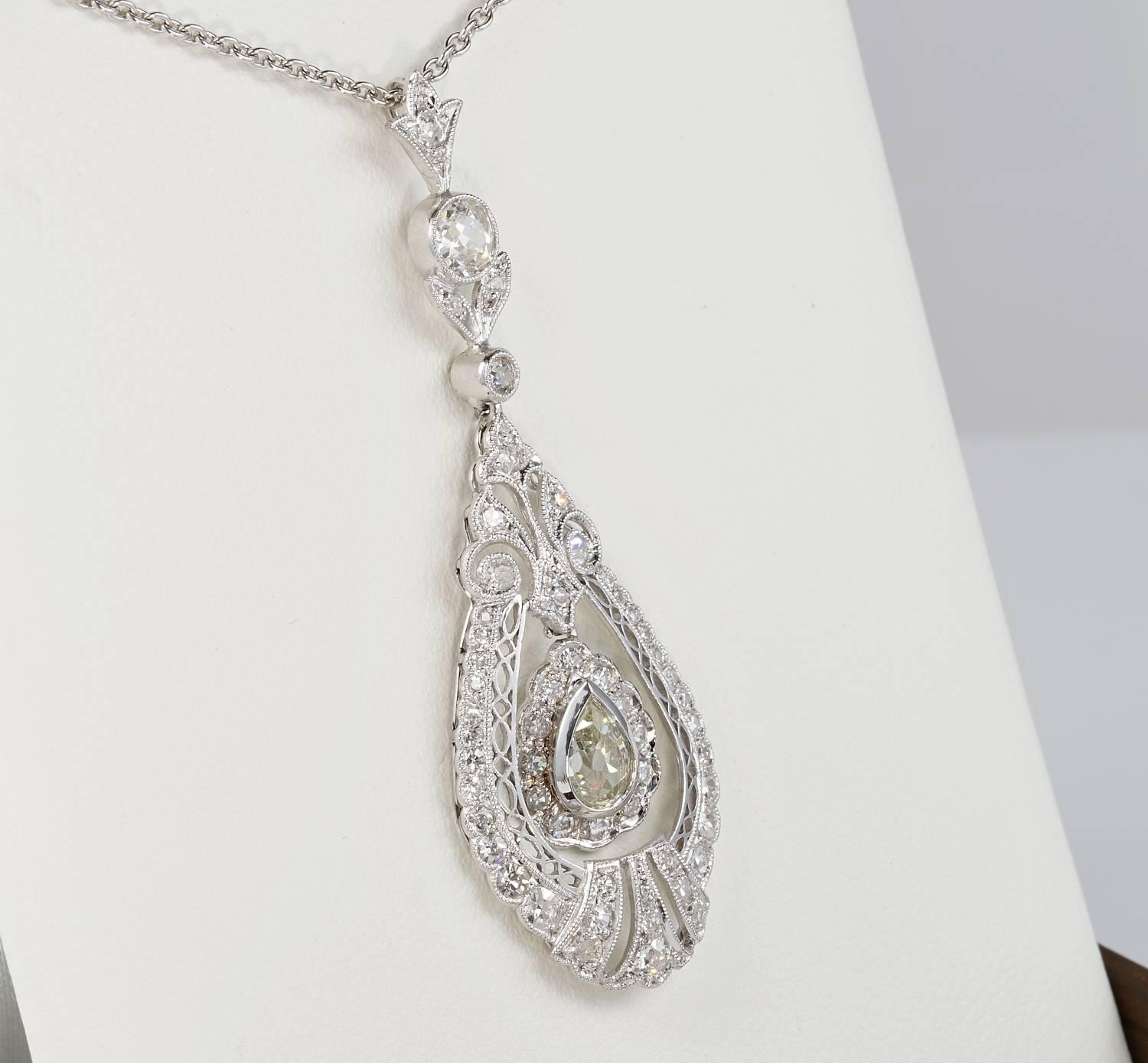 Divine!

Edwardian distinctive jewellery is highly rewarded for refinement and grace expressed in articulated hand craftsmanship and design
This exceptional pendant necklace is a magnificent example of that era with greatest quality will surpass