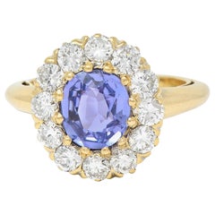 Edwardian 2.10 CTW No Heat Ceylon Sapphire Diamond 14 Karat Gold Antique Ring