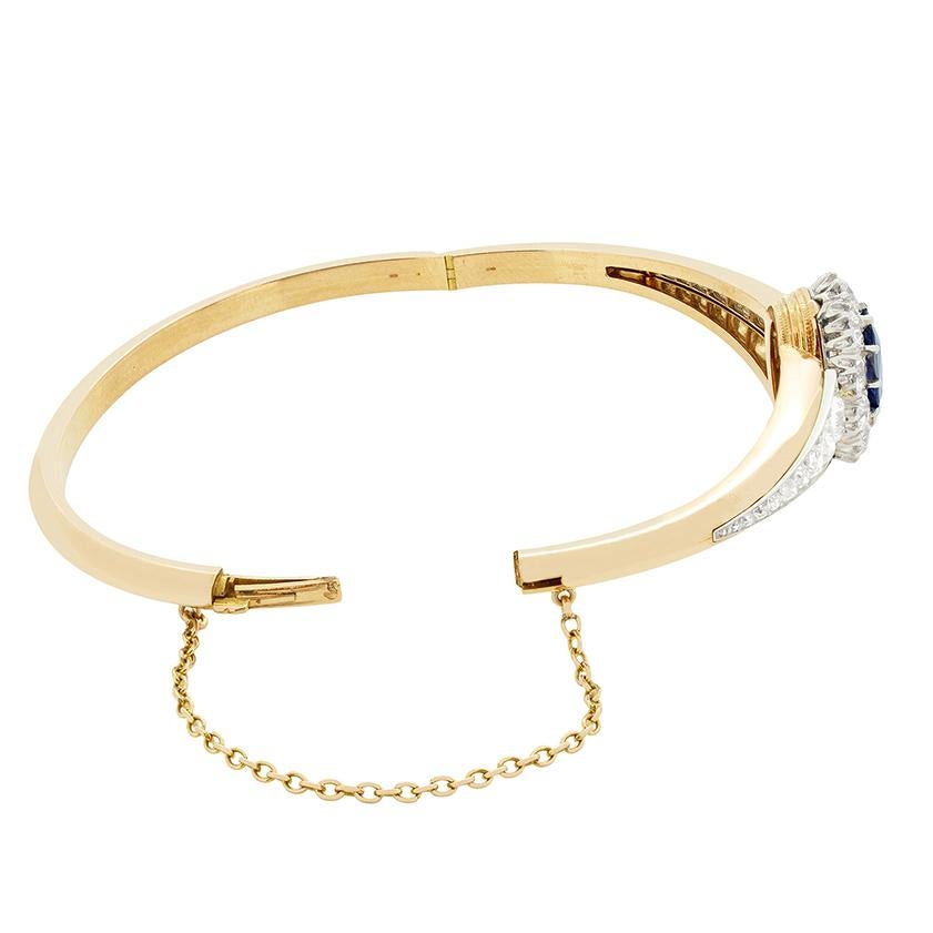 Édouardien Bracelet jonc édouardien en saphir de 2,10 carats et diamants, années 1910 en vente