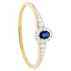 Edwardian 2.10ct Sapphire and Diamond Bangle, c.1910s