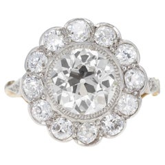 Edwardian 2.13 Carat Old European Diamond Cluster Ring
