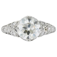 Edwardian 2.13 Carat Old European Diamond Platinum Engagement Ring GIA Antique Edwardian 2.13 Carat Old European Diamond Platinum Engagement Ring GIA