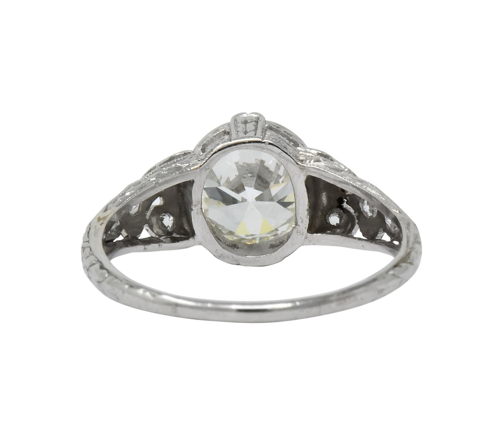 Edwardian 2.13 Carat Old European Diamond Platinum Engagement Ring GIA 1