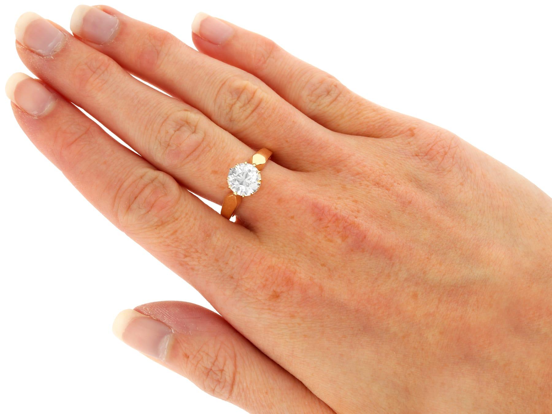 Edwardianischer Solitär-Ring aus 18 Karat Gelbgold mit 2,16 Karat Diamant 4