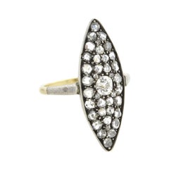 Antique Edwardian 21kt/Sterling and Diamond Navette Ring