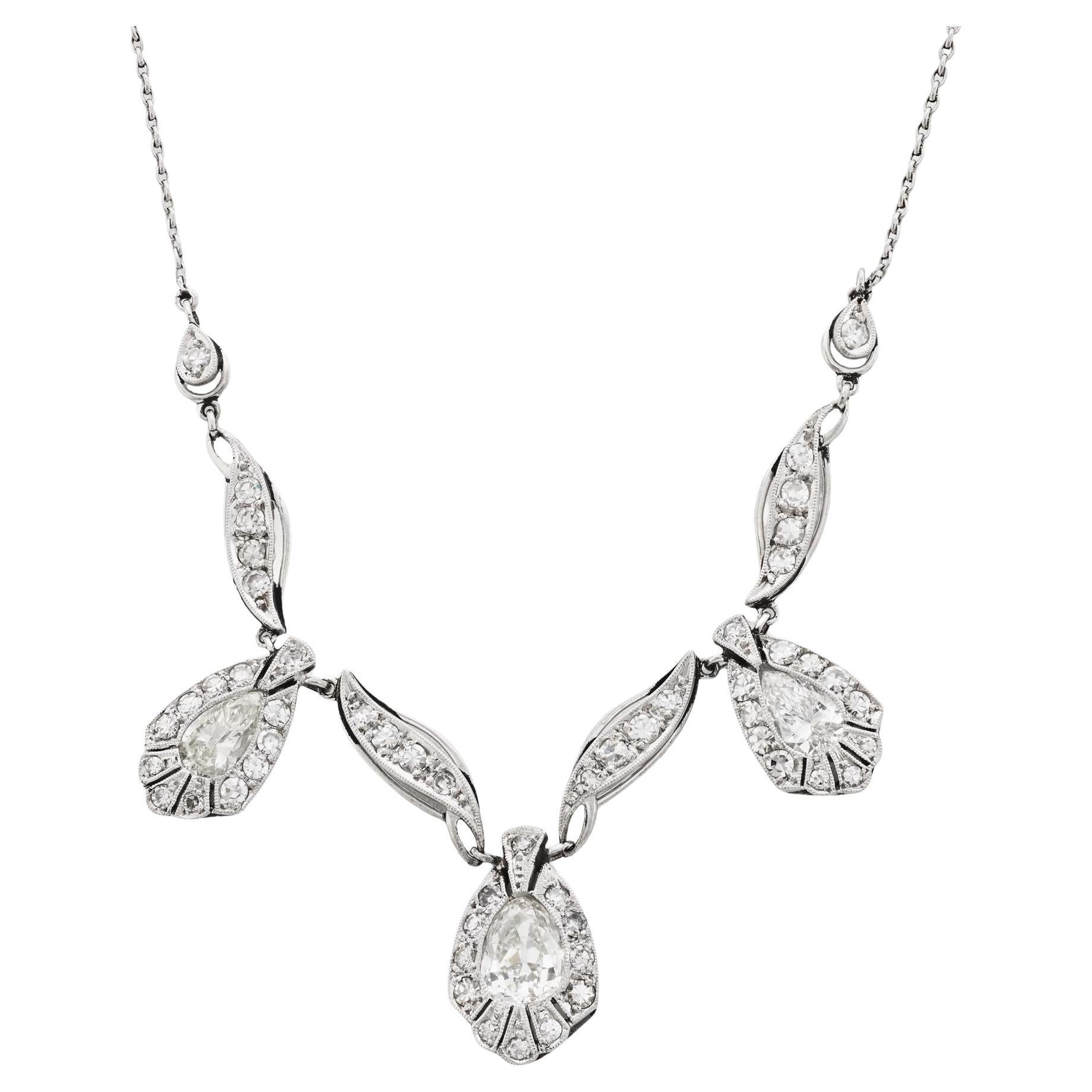 Edwardian 2.20 carat total weight diamond platinum necklace
