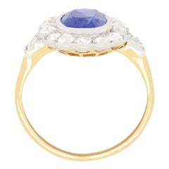 Bague édouardienne en grappe de saphirs et diamants de 2,20 carats, c. 1910