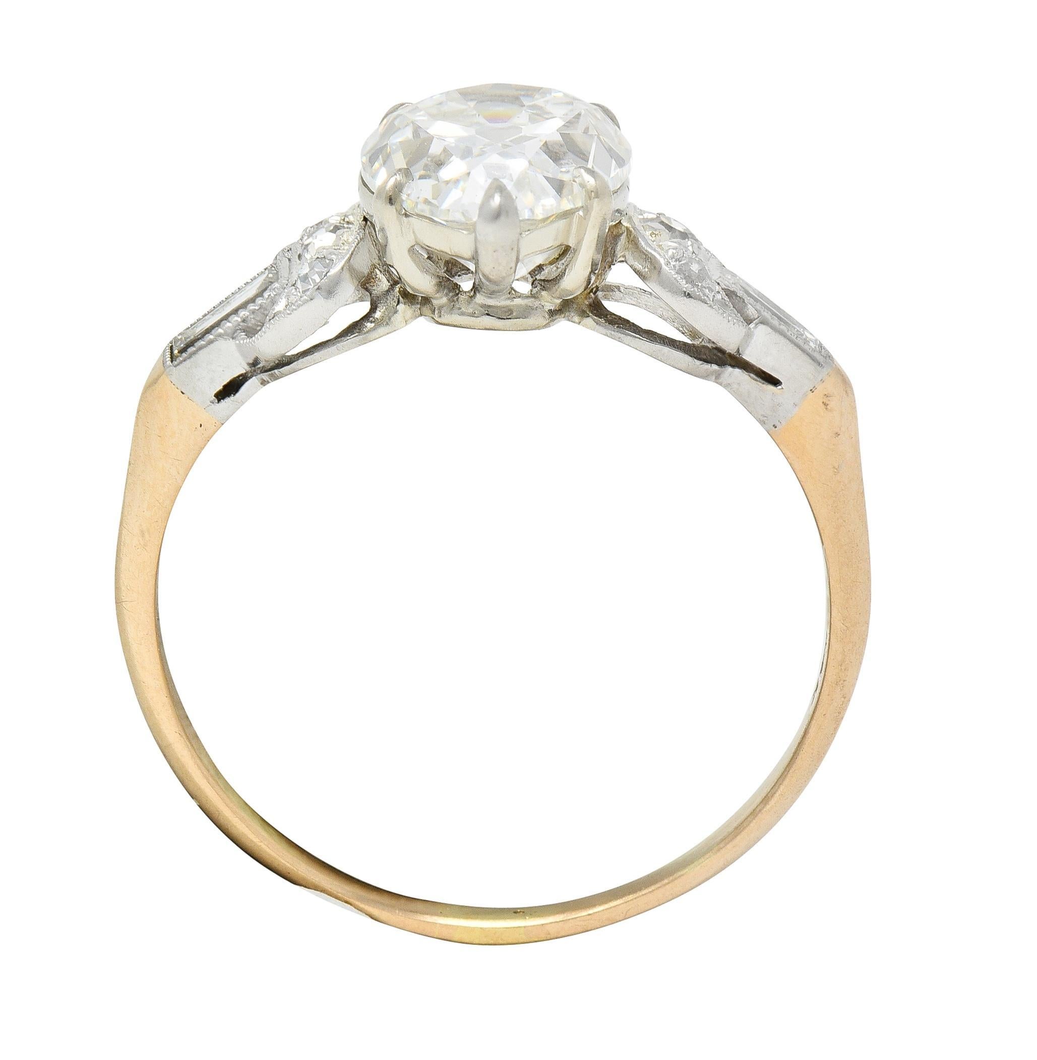 Edwardian 2.22 CTW Pear Cut Diamond Platinum 14 Karat Gold Engagement Ring GIA 6