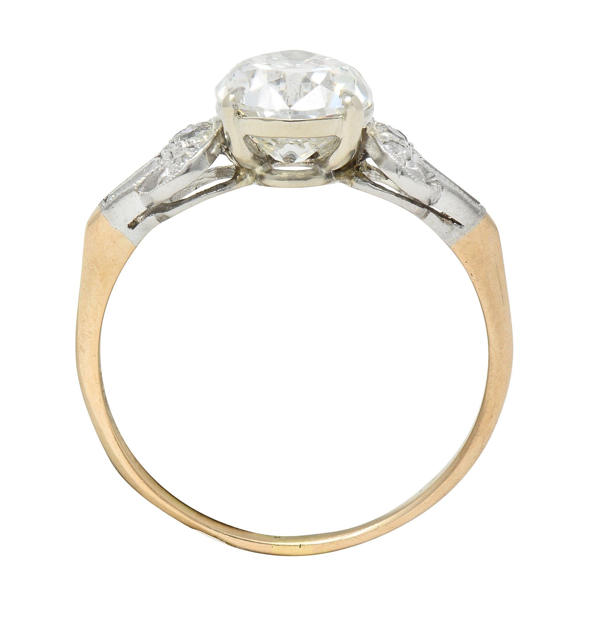 Edwardian 2.22 CTW Pear Cut Diamond Platinum 14 Karat Gold Engagement Ring GIA 7