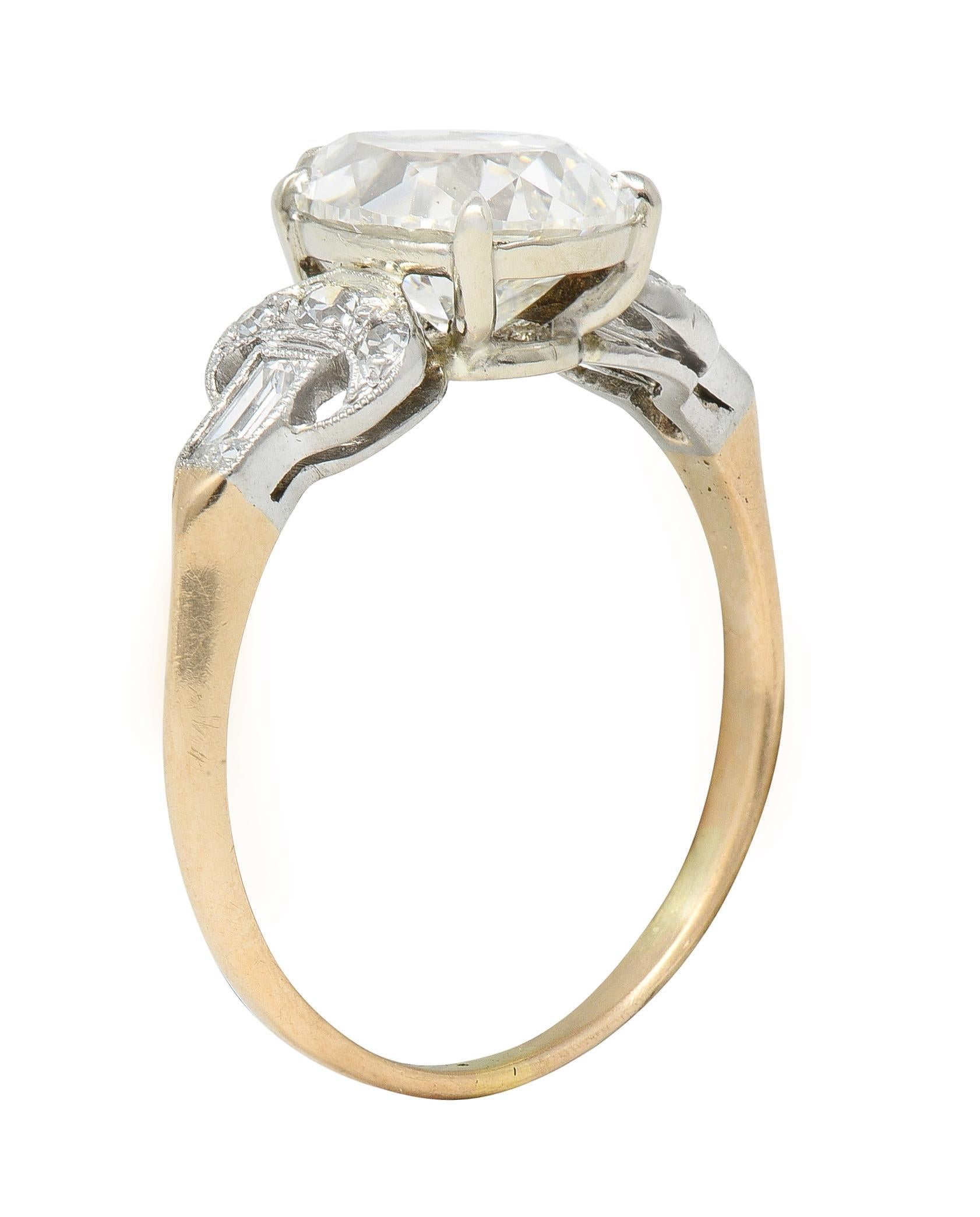 Edwardian 2.22 CTW Pear Cut Diamond Platinum 14 Karat Gold Engagement Ring GIA 3