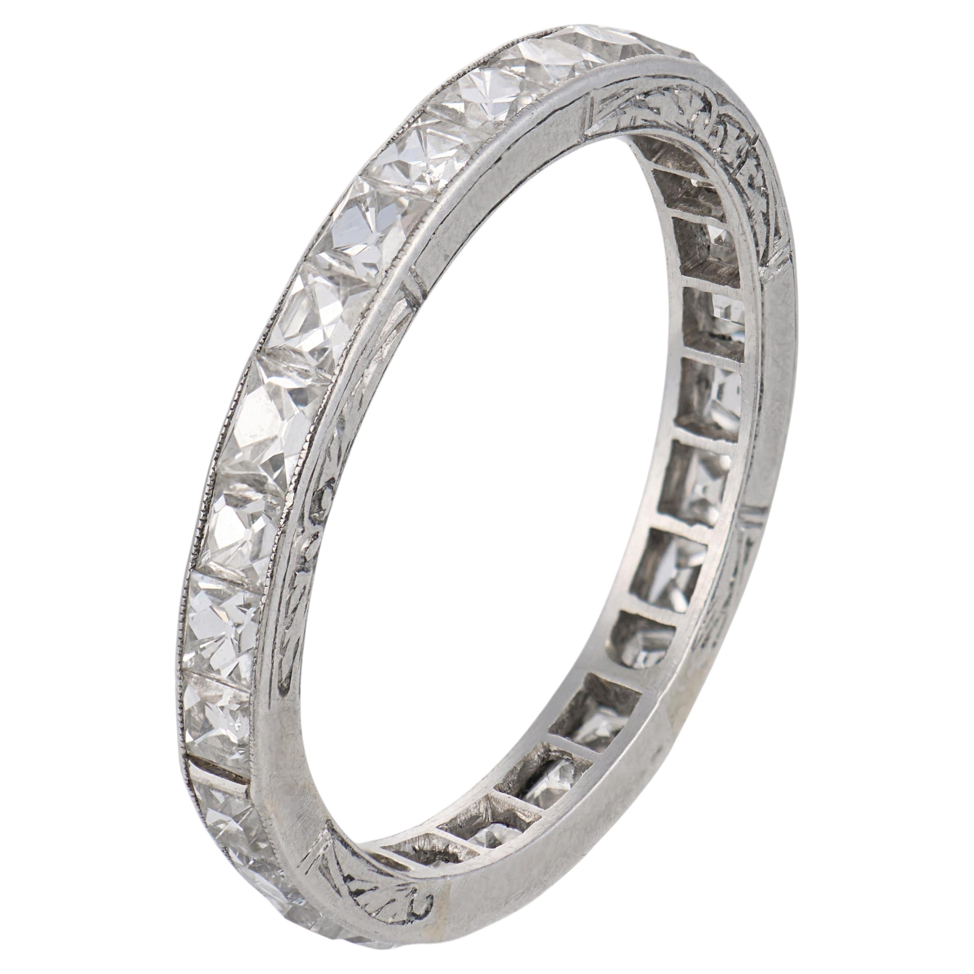 Edwardian 2.25 carat antique French cut diamond platinum eternity band