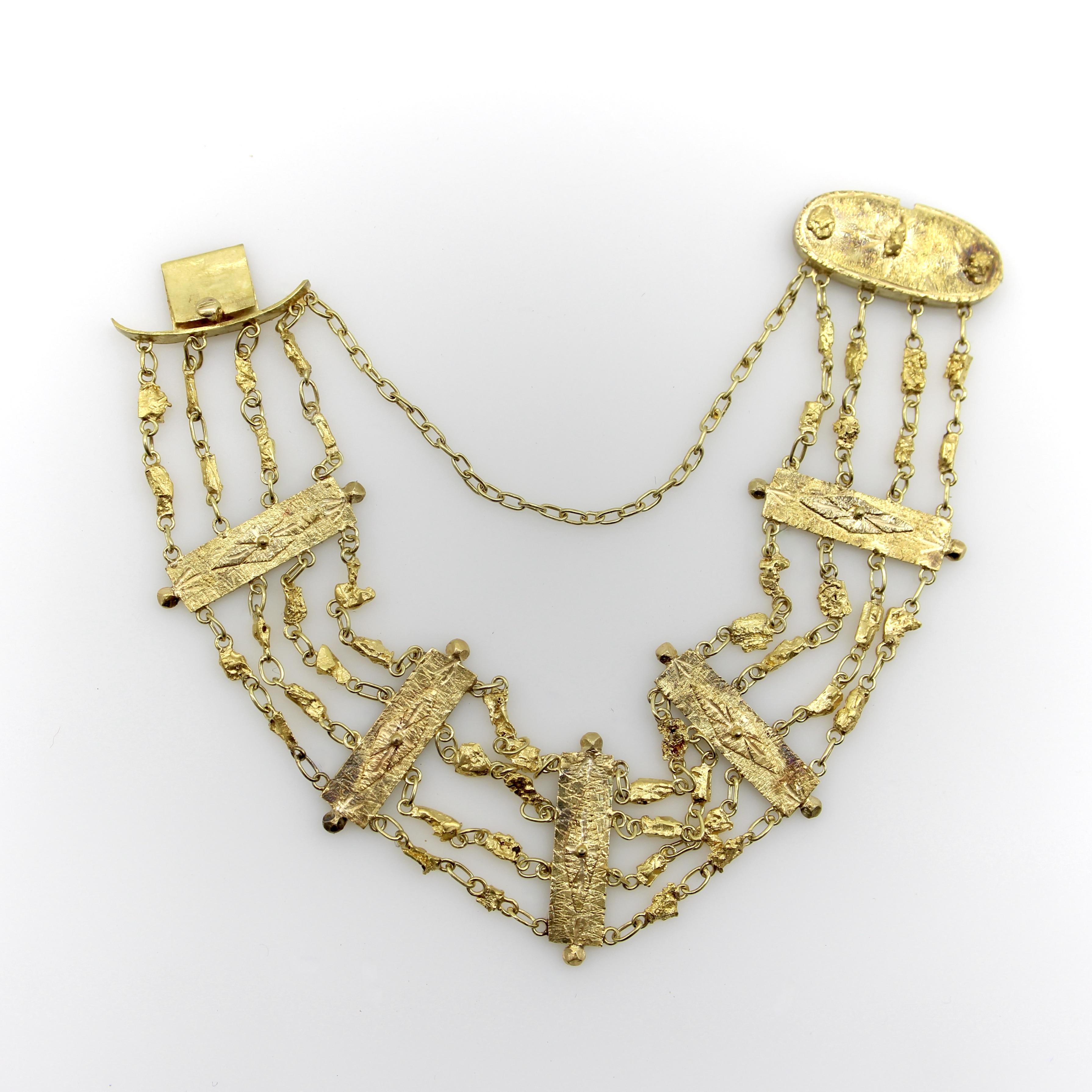 Edwardian 22K und 14K Gold Alaskan Gold Rush Nugget-Armband im Zustand „Gut“ im Angebot in Venice, CA