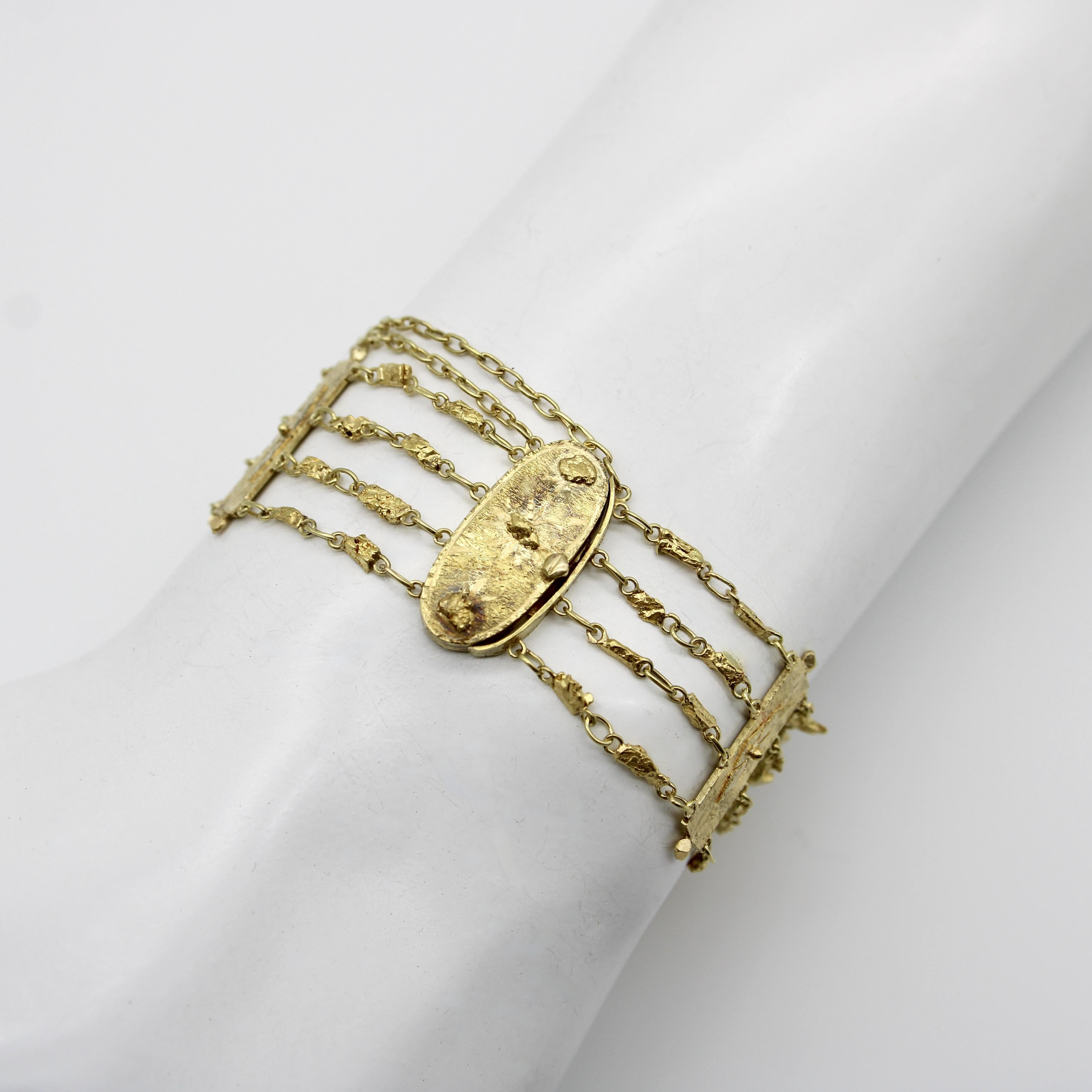 Edwardian 22K und 14K Gold Alaskan Gold Rush Nugget-Armband im Angebot 1