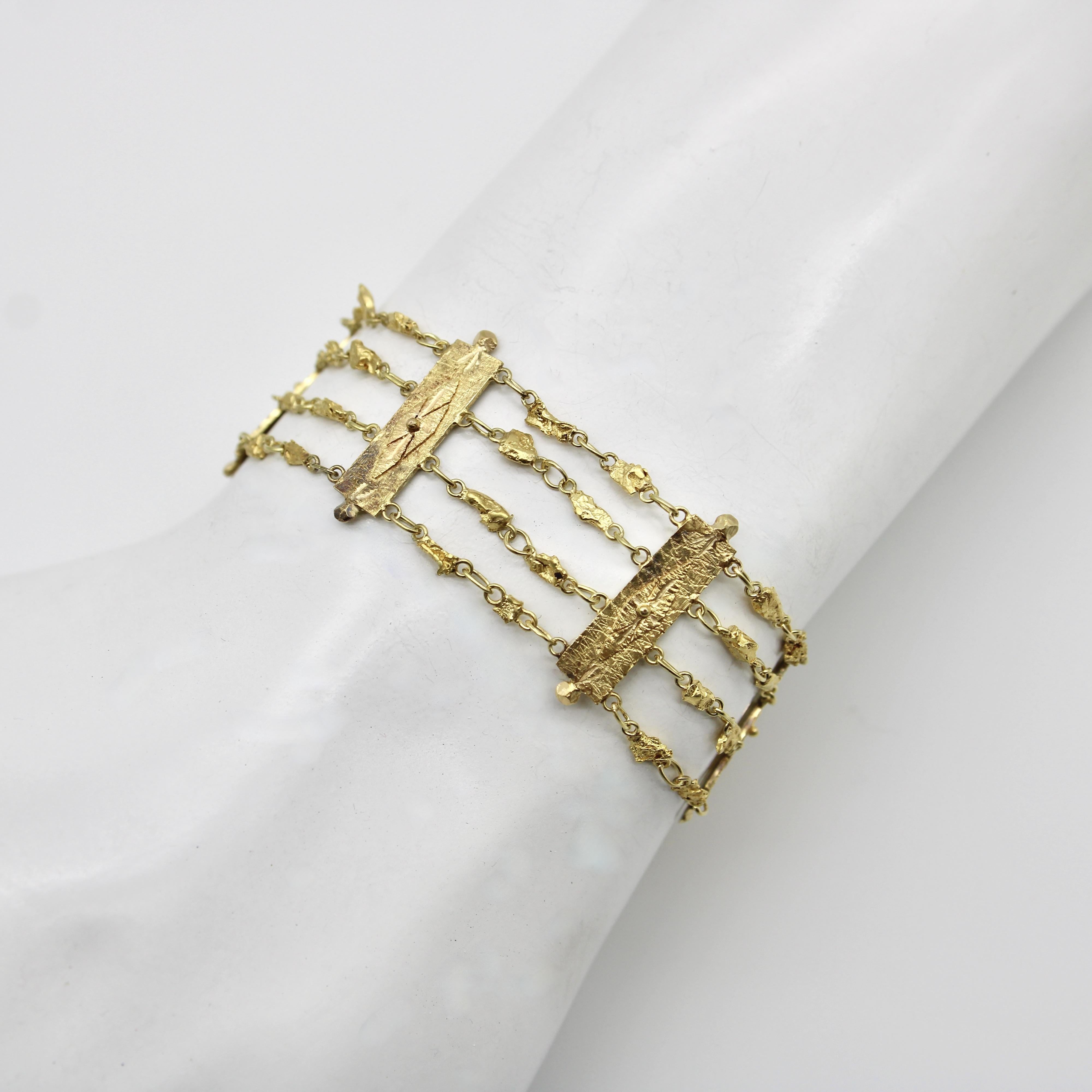 Edwardian 22K und 14K Gold Alaskan Gold Rush Nugget-Armband im Angebot 2