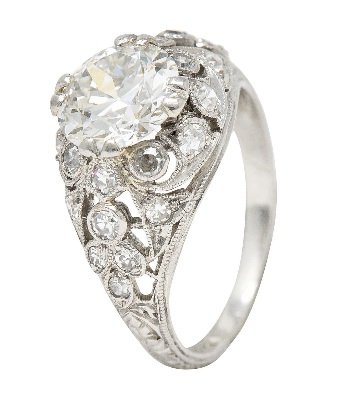 Edwardian 2.33 Carats Diamond Platinum Engagement Ring Circa 1910 6