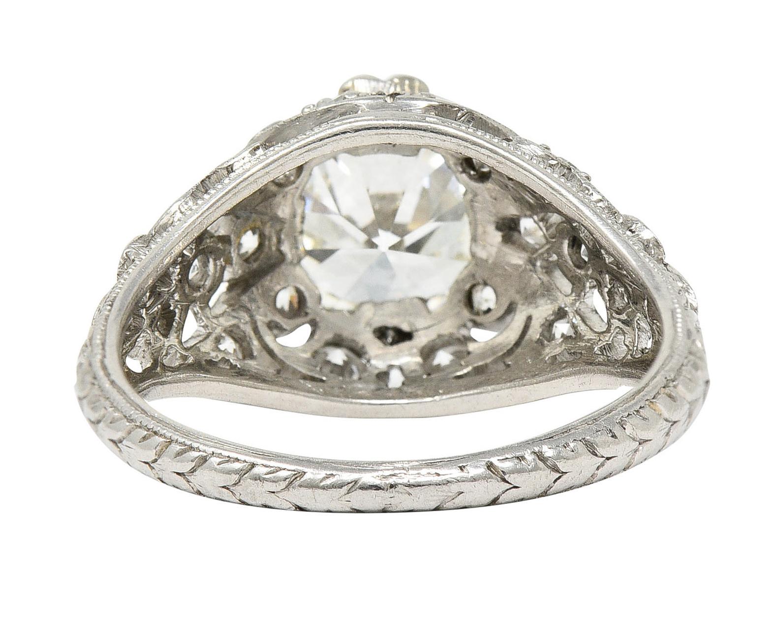 Edwardian 2.33 Carats Diamond Platinum Engagement Ring Circa 1910 In Excellent Condition In Philadelphia, PA
