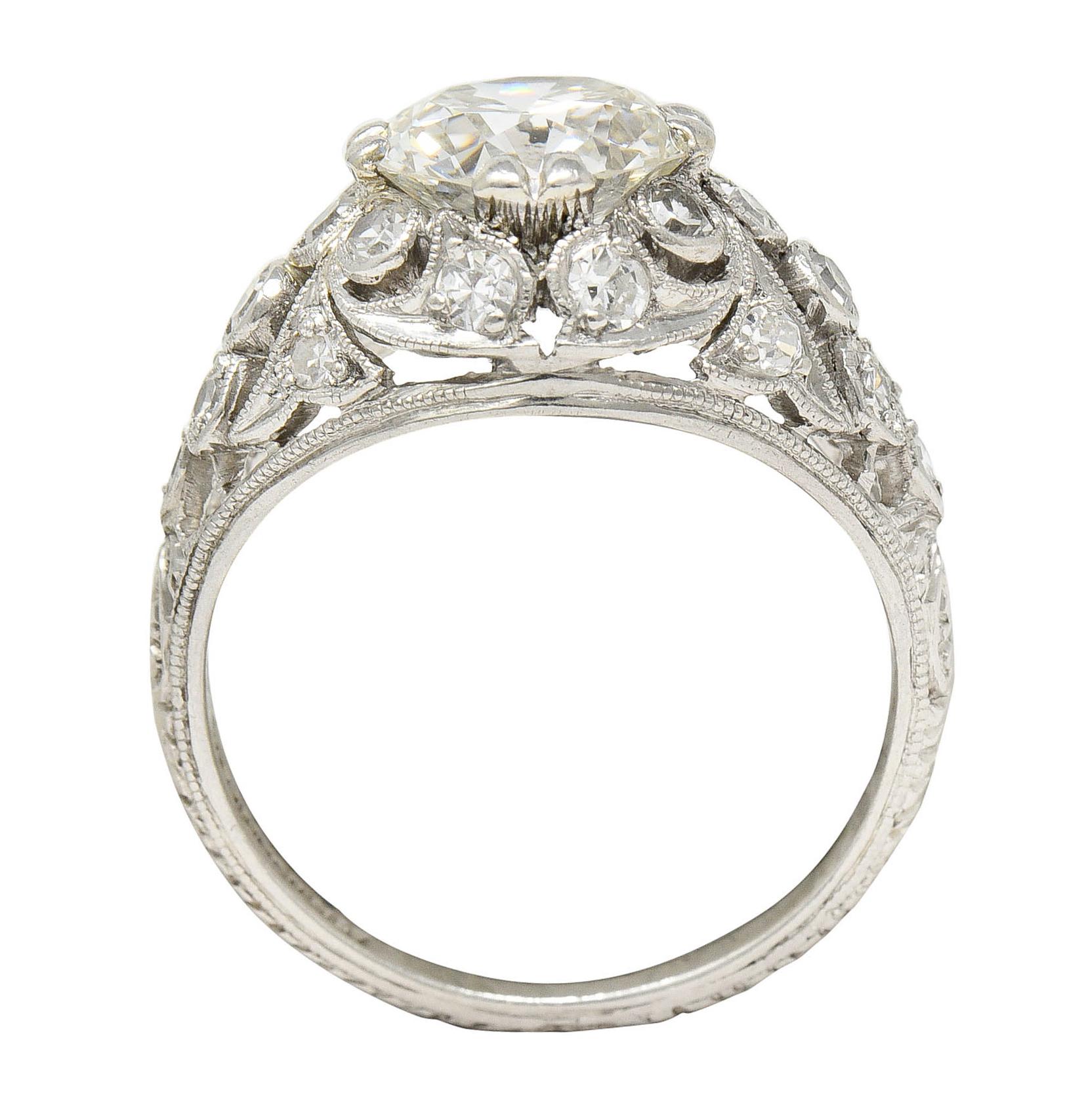 Edwardian 2.33 Carats Diamond Platinum Engagement Ring Circa 1910 3