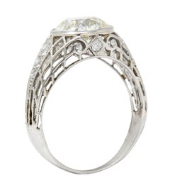 Edwardian 2.40 Carats Old European Diamond Platinum Trellis Engagement Ring