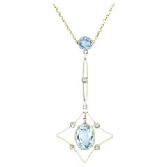 Collana edoardiana con 2,40 carati di acquamarina e diamanti, 1910 ca.