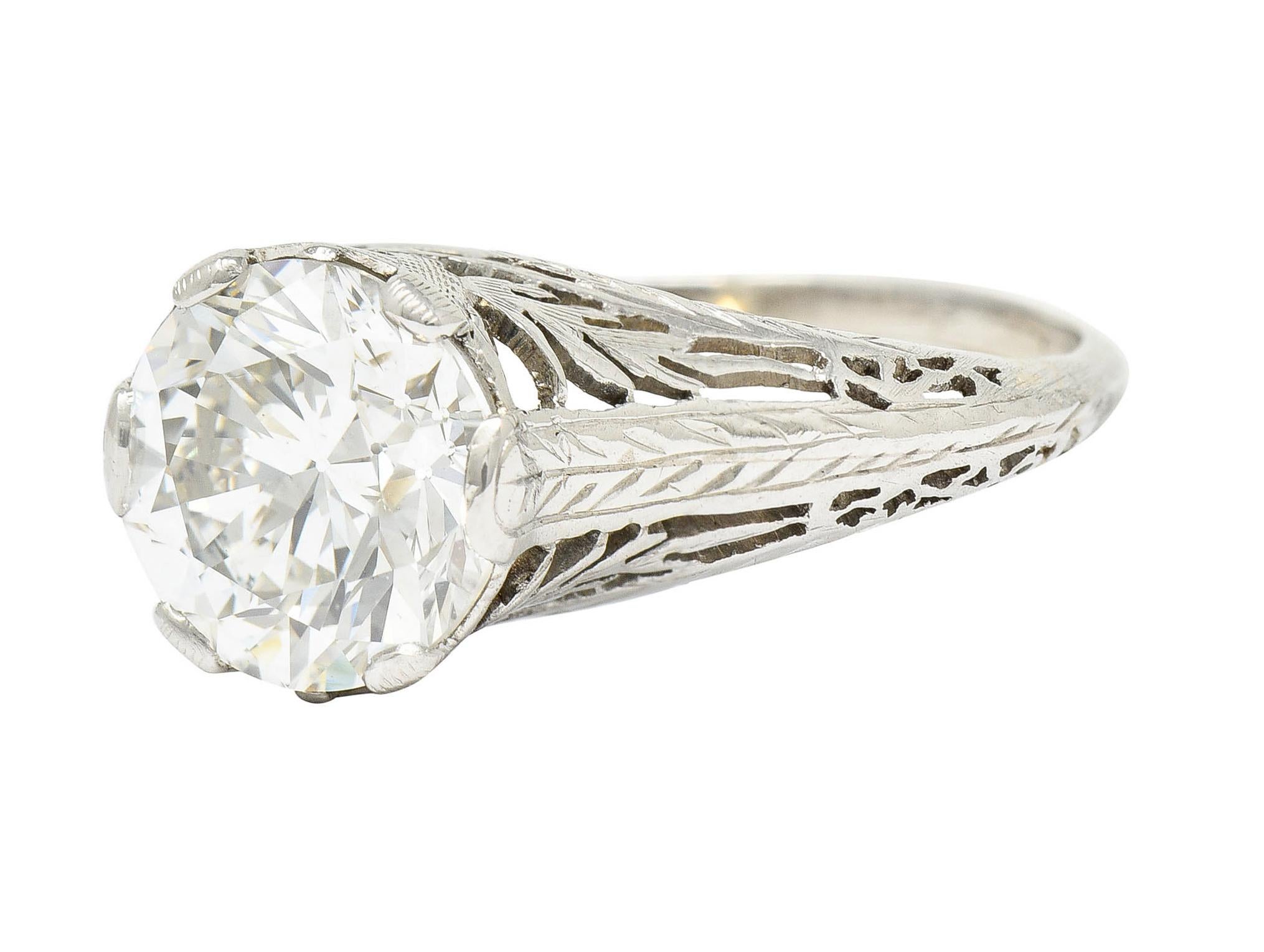 Women's or Men's Edwardian 2.41 Carats Diamond Platinum Pinecone Engagement Ring For Sale