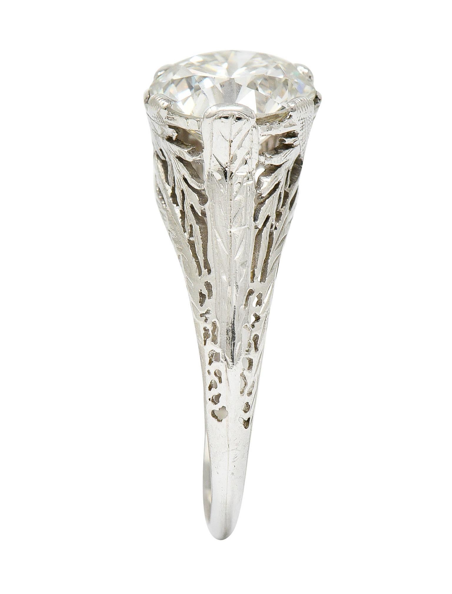 Edwardian 2.41 Carats Diamond Platinum Pinecone Engagement Ring For Sale 2