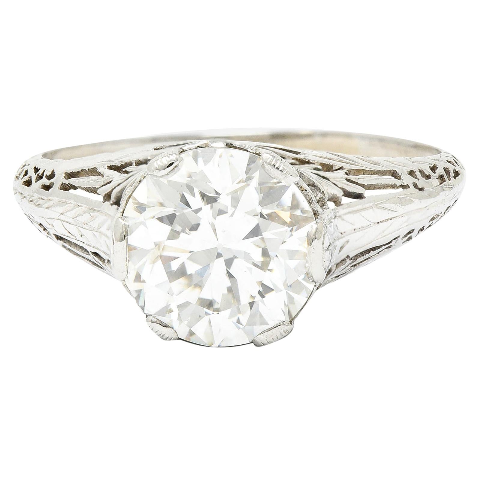 Edwardian 2.41 Carats Diamond Platinum Pinecone Engagement Ring