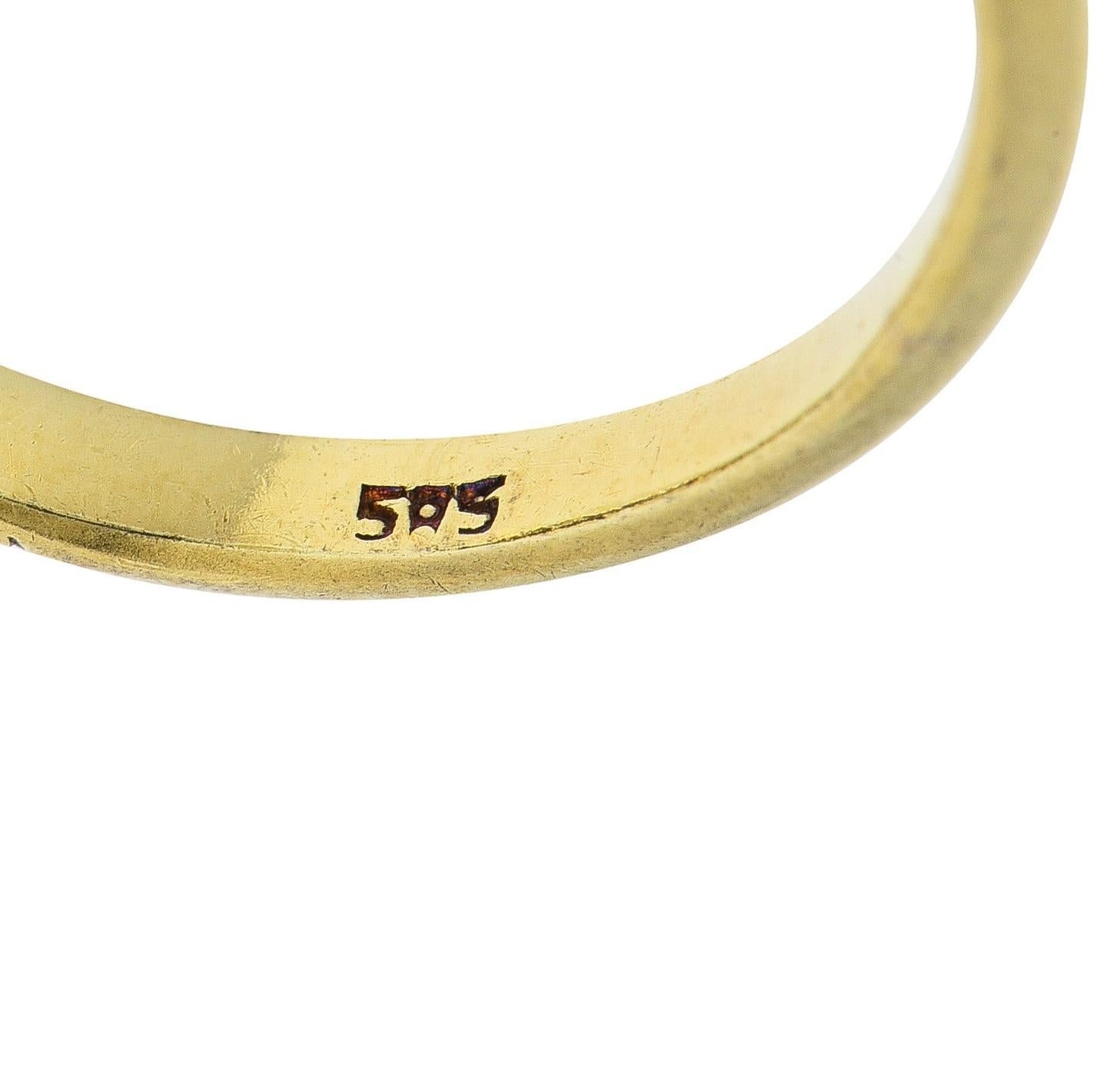Edwardian 2,42 CTW Saphir Cabochon Diamant Platin 14 Karat Gold Halo Ring im Angebot 5