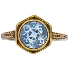 Edwardian 2.50 Carat Aquamarine 14 Karat Gold Ring Antique Edwardian 2.50 Carat Aquamarine 14 Karat Gold Ring