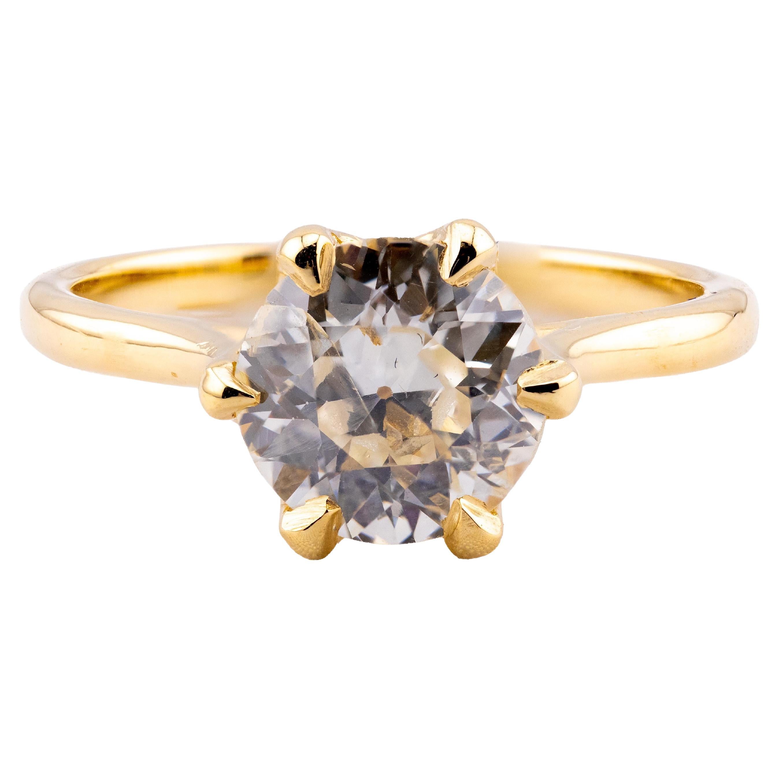Bague de fiançailles solitaire Edwardian 2.52 Carat European Cut Diamond 18 Karat