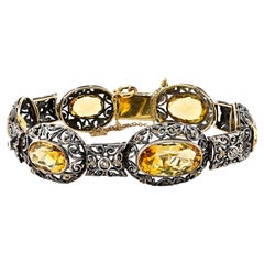 Edwardianisch 25,45 Karat. Armband aus 18 Karat Silber mit natürlichem Citrin und Diamanten