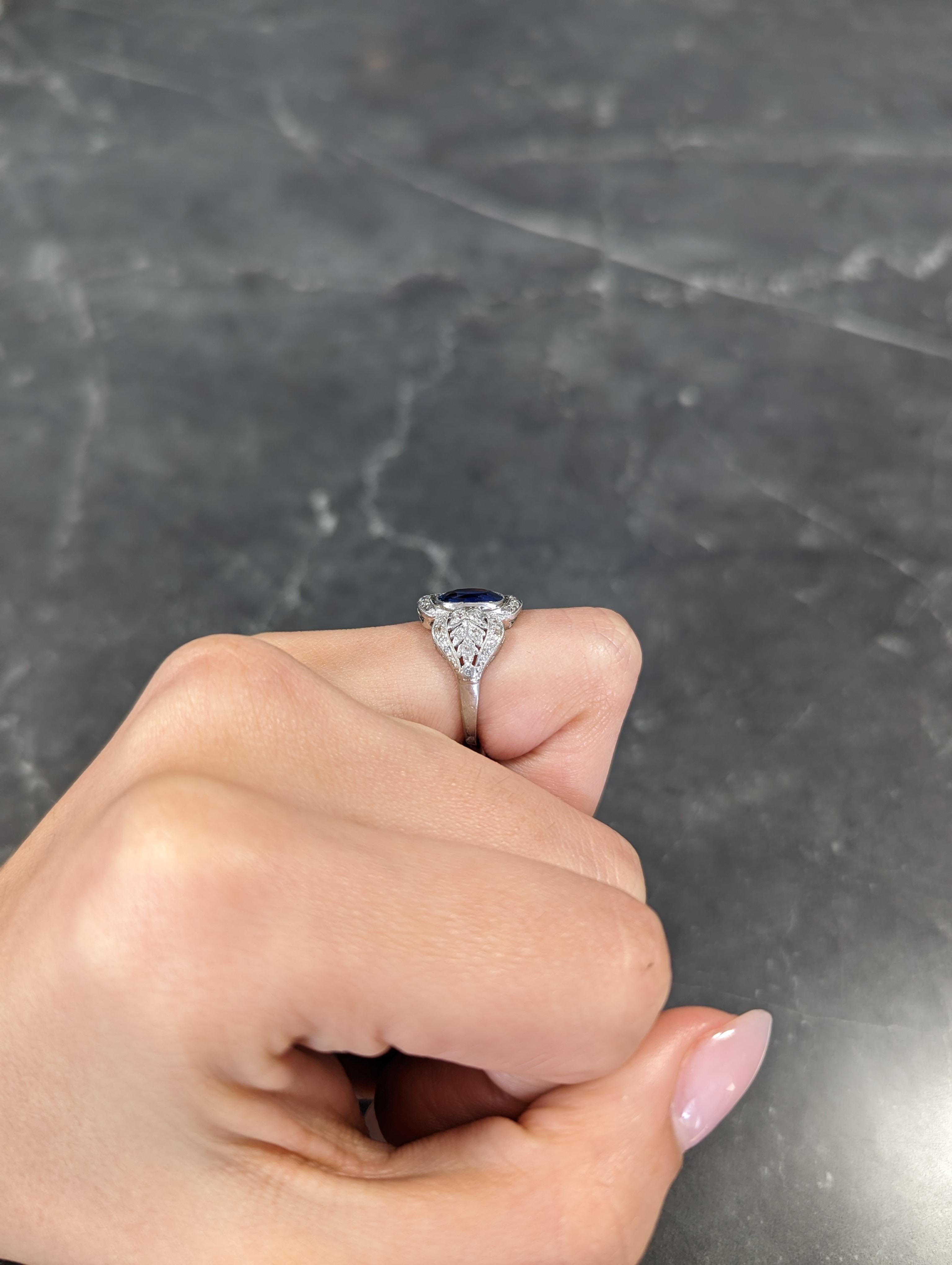 Edwardian 2.56 CTW No Heat Burma Sapphire Diamond Platinum Antique Ring AGL For Sale 9