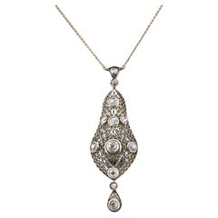 Antique Edwardian 2.60 Ct Diamond Pendant Necklace 