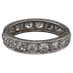 Edwardian 2.60 Ct Old Mine Diamond Platinum Eternity Ring