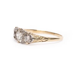 Edwardian 2.61 Carat "Three-Stone" Yellow Gold and Platinum Low Profile Ring