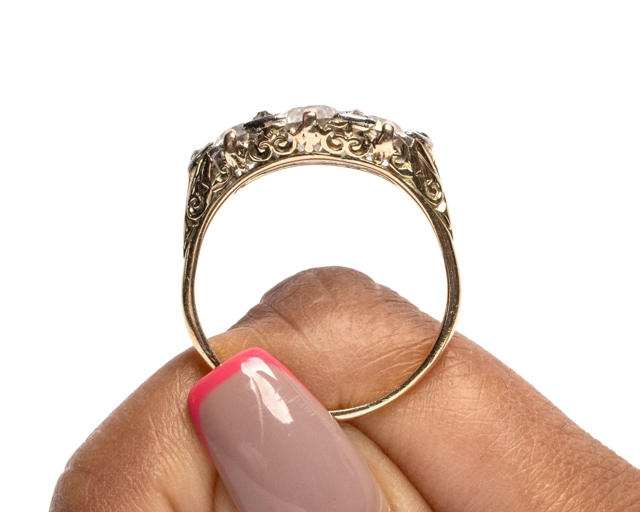 low profile three stone ring