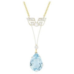 Edwardian 2.65ct Aquamarine and Diamond Pendant, c.1910s
