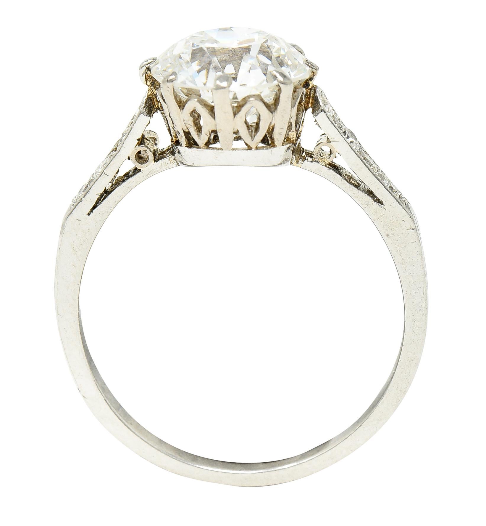 Edwardian 2.68 CTW Diamond Platinum Antique Engagement Ring GIA For Sale 5