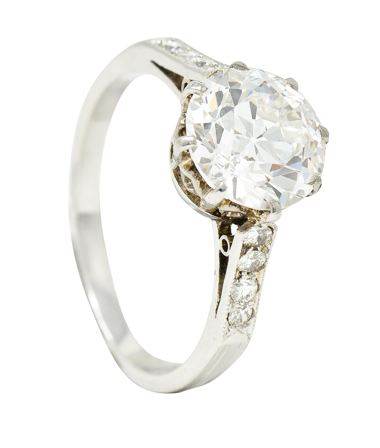 Antiker edwardianischer Verlobungsring aus Platin mit 2,68 Karat Diamant, GIA im Angebot 5