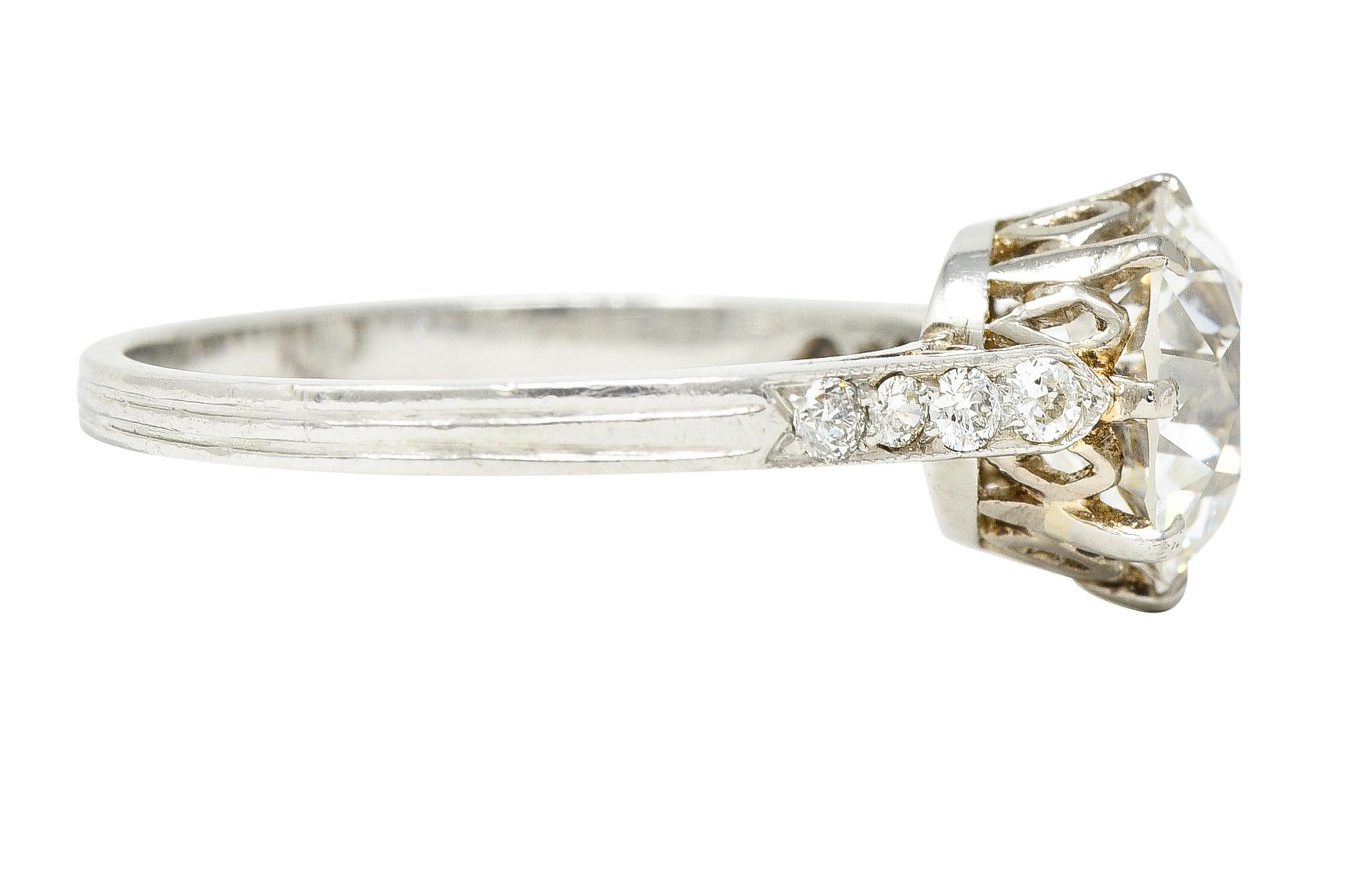Edwardian 2.68 CTW Diamond Platinum Antique Engagement Ring GIA In Excellent Condition For Sale In Philadelphia, PA