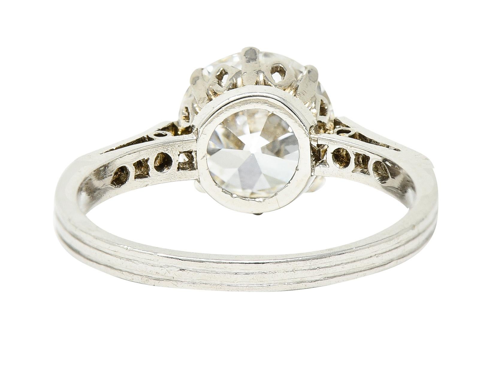 Women's or Men's Edwardian 2.68 CTW Diamond Platinum Antique Engagement Ring GIA For Sale