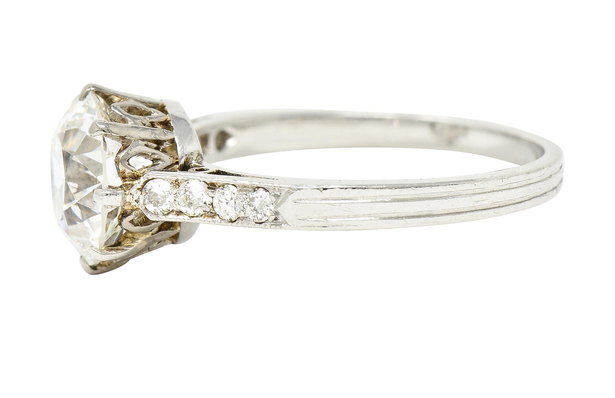 Edwardian 2.68 CTW Diamond Platinum Antique Engagement Ring GIA For Sale 1