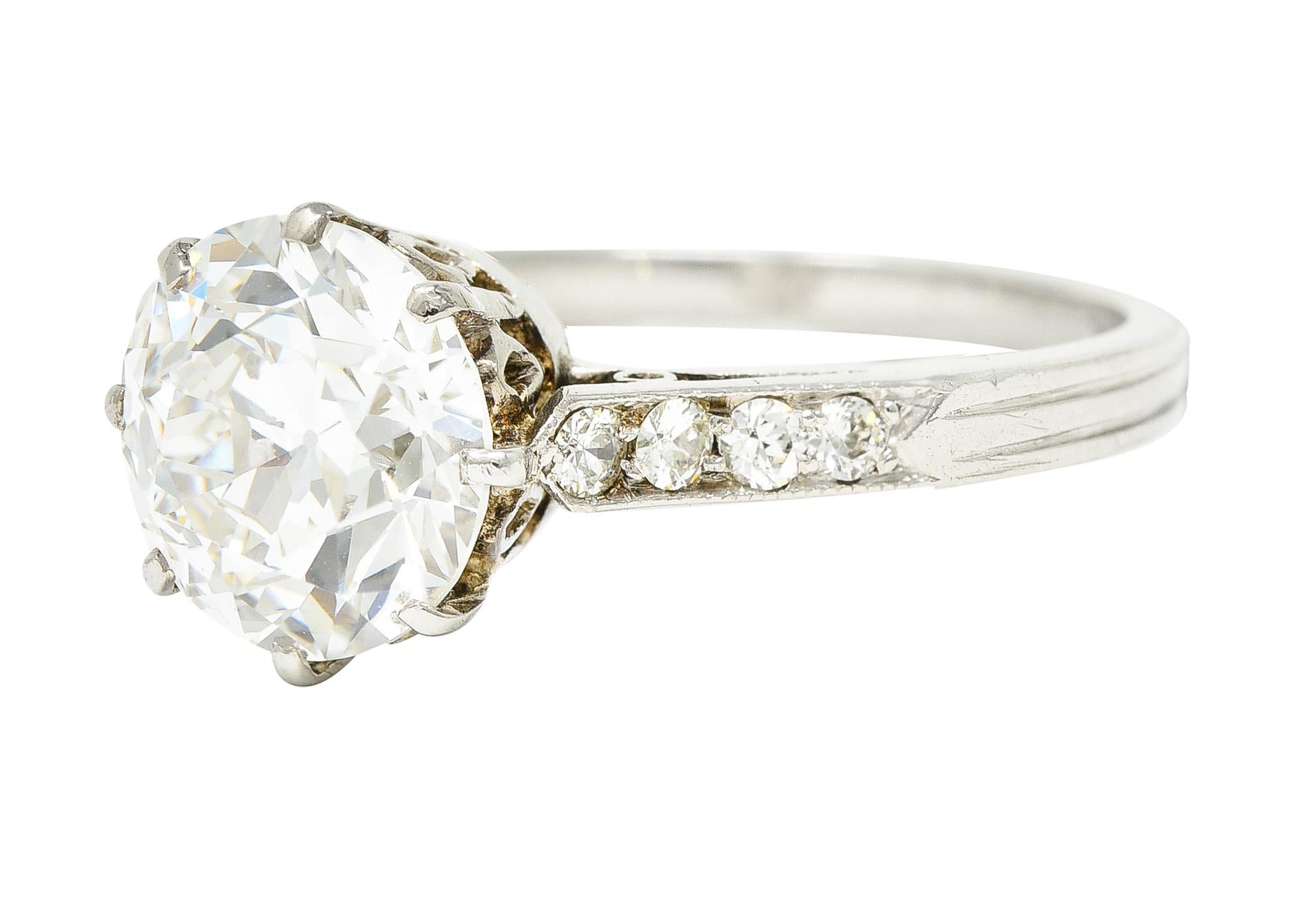 Antiker edwardianischer Verlobungsring aus Platin mit 2,68 Karat Diamant, GIA im Angebot 1