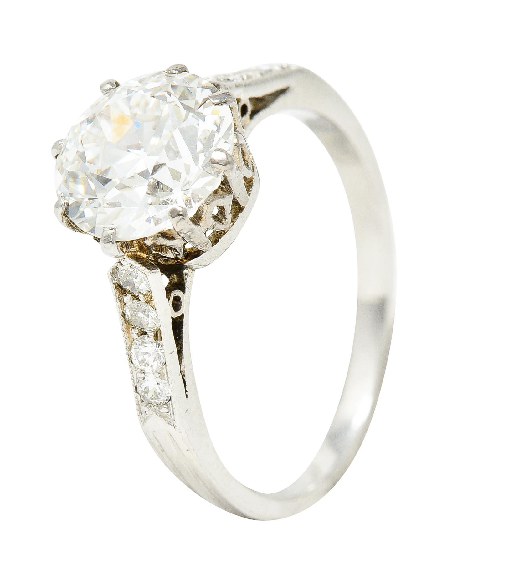 Edwardian 2.68 CTW Diamond Platinum Antique Engagement Ring GIA For Sale 3