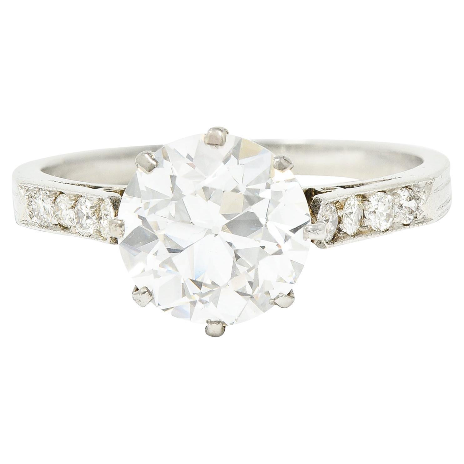 Antiker edwardianischer Verlobungsring aus Platin mit 2,68 Karat Diamant, GIA