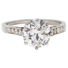 Edwardian 2.68 CTW Old European Cut Diamant Platin Antiker Verlobungsring