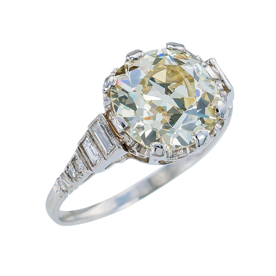 Edwardian 2.72 carat old European-cut diamond solitaire and platinum antique engagement ring circa 1910.  This is a genuine antique Edwardian diamond engagement ring with which you can impress that special lady in your life with a token of your love