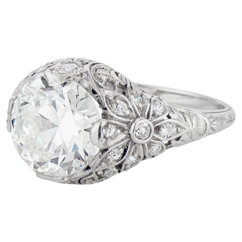Bague édouardienne en diamant de 2,82 carats, VVS2 GIA en vente